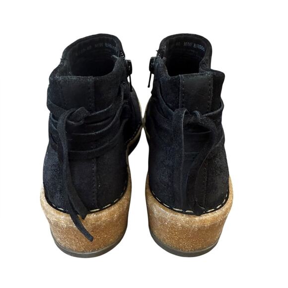 NWOT Born Viana Leather Black Wedge Suede Booties – Sz 9M - Picture 5 of 7